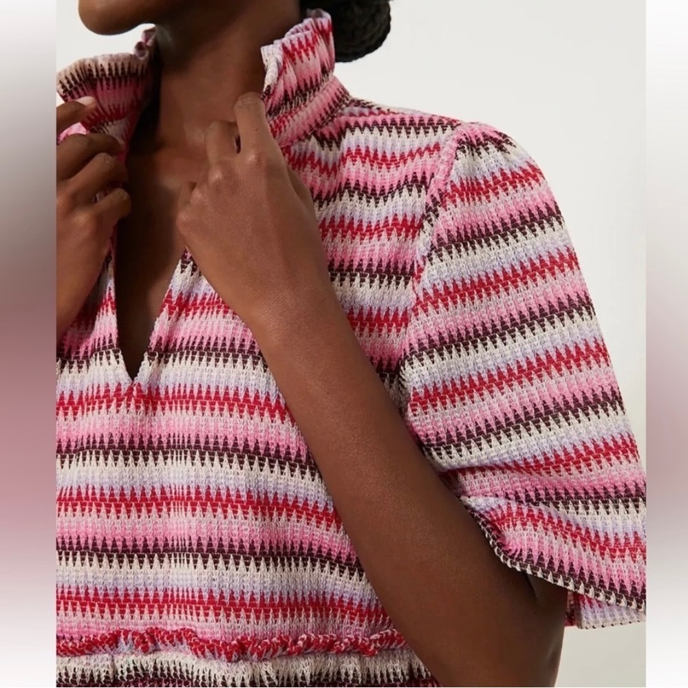 NEW Tuckernuck Zigzag Knit Stripe Crawford Dress Women’s M Pink Feminine Casual - Picture 4 of 12